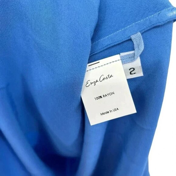 Enza Costa Bias Cut Satin Slip Dress Pool Blue Size 2 - Picture 5 of 10